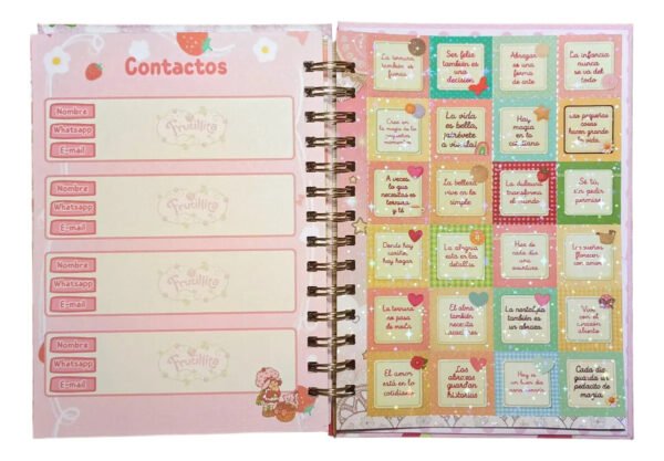 Frutillita Agenda 2026 Tapas Duras Efecto Glitter Diamante