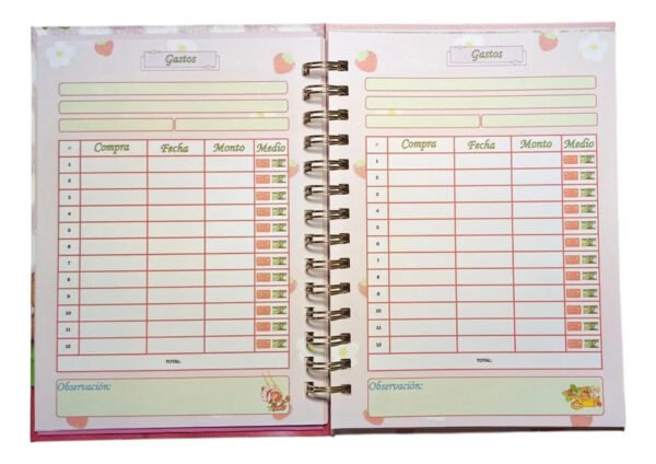 Frutillita Agenda 2026 Tapas Duras Efecto Glitter Diamante