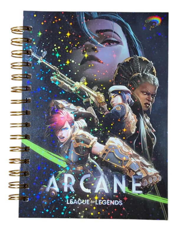 D_NQ_NP_2X_687888-MLC81281872649_122024-F Arcane Cuaderno Holográfico Con Esquelas Leage Of Legends