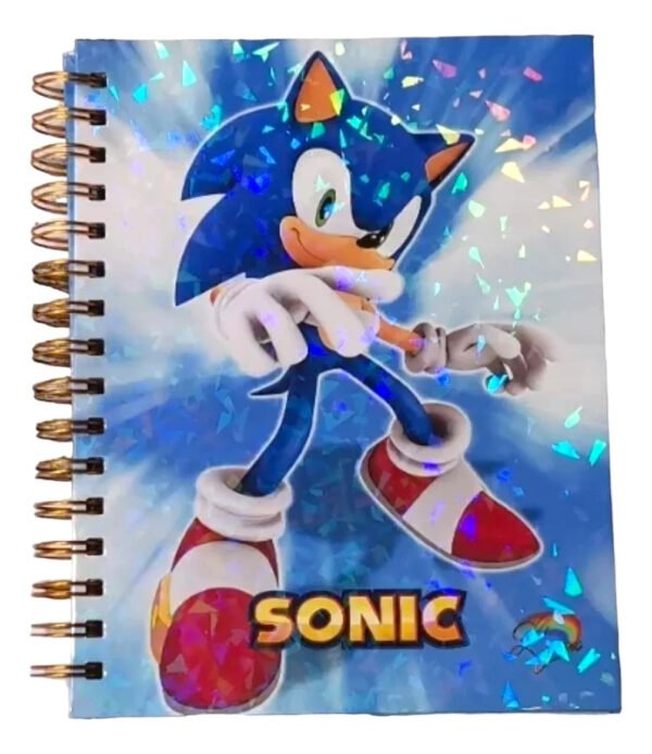 Cuaderno Sonic Holográfico Anime / Agenda Video Juegos Gamer