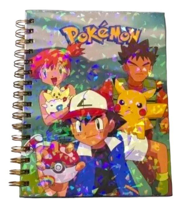 D_NQ_NP_2X_815729-MLC75937249915_042024-F Pokemon Cuaderno Holográfico Anime Kawaii Con Esquelas