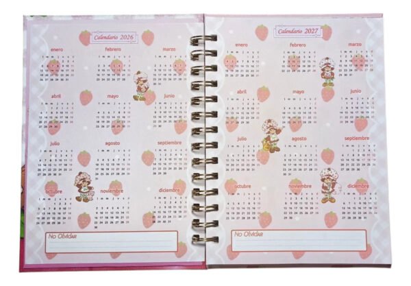 Frutillita Agenda 2026 Tapas Duras Efecto Glitter Diamante