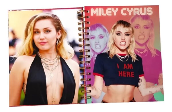 Cuaderno Miley Cyrus Holográfico Hojas Con Diseño Esquelas
