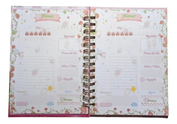 Frutillita Agenda 2026 Tapas Duras Efecto Glitter Diamante