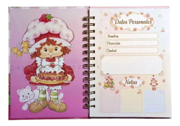 Frutillita Agenda 2026 Tapas Duras Efecto Glitter Diamante