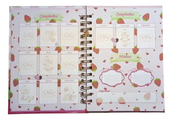 Frutillita Agenda 2026 Tapas Duras Efecto Glitter Diamante