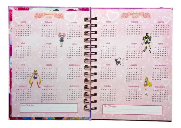 D_NQ_NP_2X_676164-MLC108439789115_032026-F Sailor Moon Agenda Glitter Elastico Con Dije Y Stickers