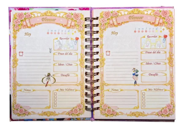 D_NQ_NP_2X_684053-MLC108439819349_032026-F Sailor Moon Agenda Glitter Elastico Con Dije Y Stickers