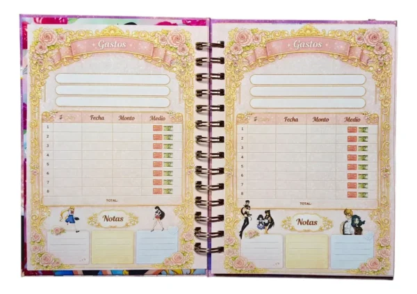 D_NQ_NP_2X_859164-MLC108439789123_032026-F Sailor Moon Agenda Glitter Elastico Con Dije Y Stickers