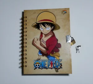 Diario One Piece Con Candado Tapa Dura Tipo Cuero Luffy